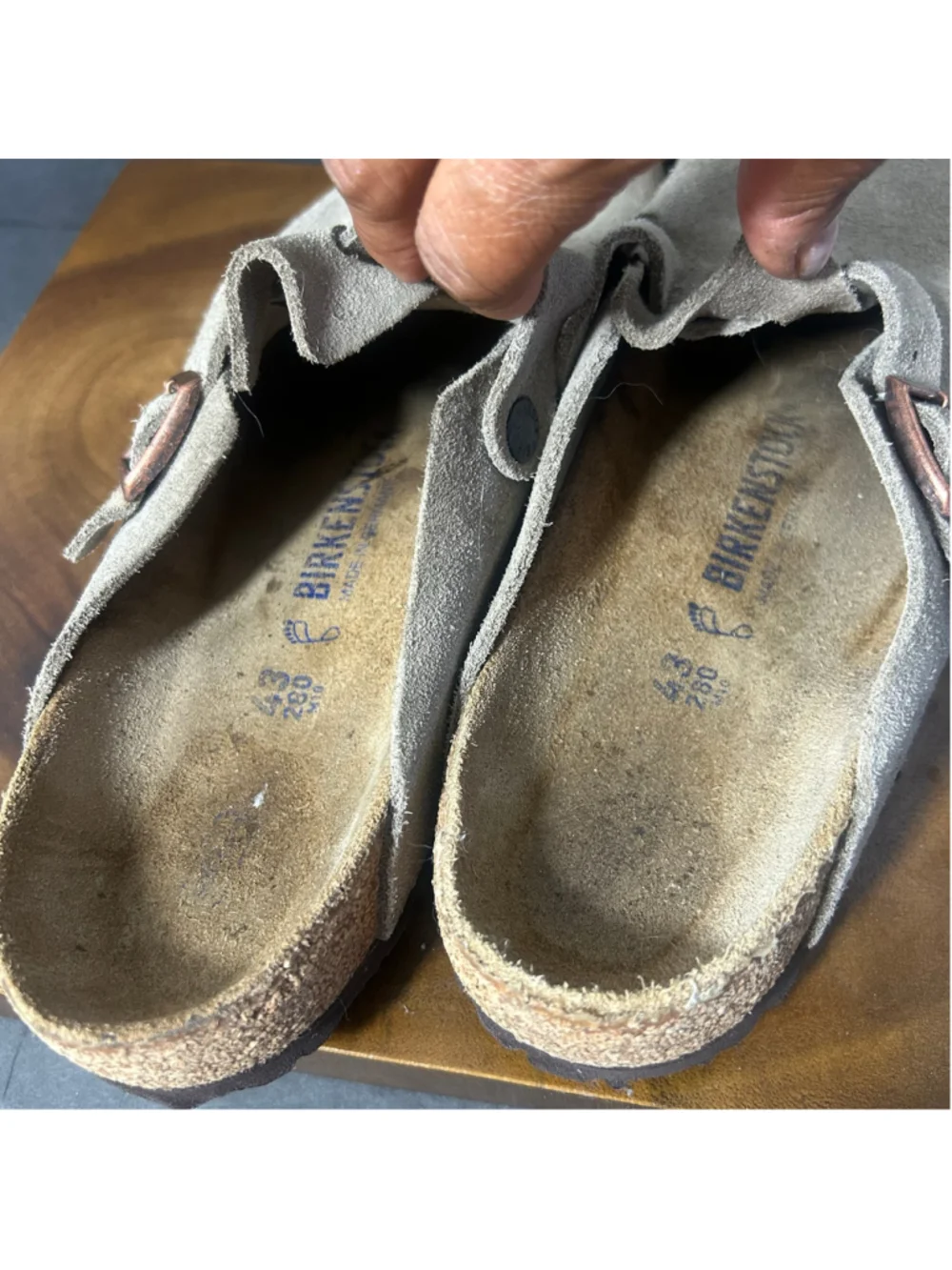 Men's Birkenstock Boston Suede Loafers Beige Size 10 Hippie Boho Comfort Slip On